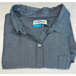 Magellan Outdoors XXL Gray Fish Gear Short Sleeve‎ Button Down Shirt Top